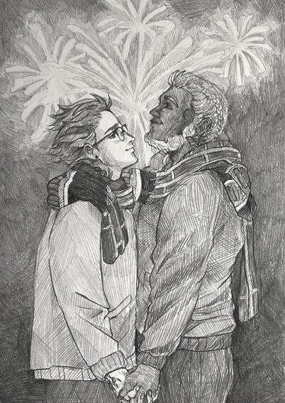 Cross Hatching, Two Half Bodies, Background